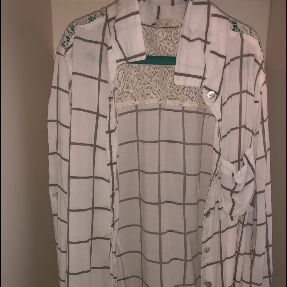 A white and grey strip flannel!